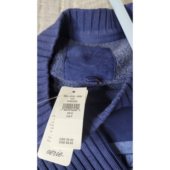 Aerie “Checked Out” Graphic Crewneck Sweatshirt NWT Women’s Small Blue - Picture 7 of 7